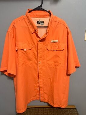 Habitat Short-Sleeve Casual Button-Down Shirt in Bright Orange
